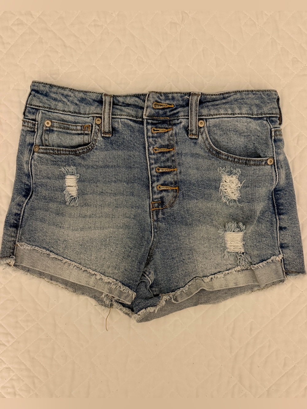 Altar’d State High Rise Distressed Button Fly Denim Shorts Size 26/2 - EUC
